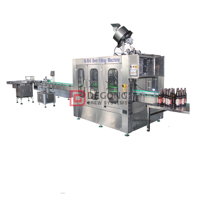 14-12-4 Máquina automática de embotellado de cerveza Sistema de llenado, taponado y limpieza de botellas de vidrio 3 en 1